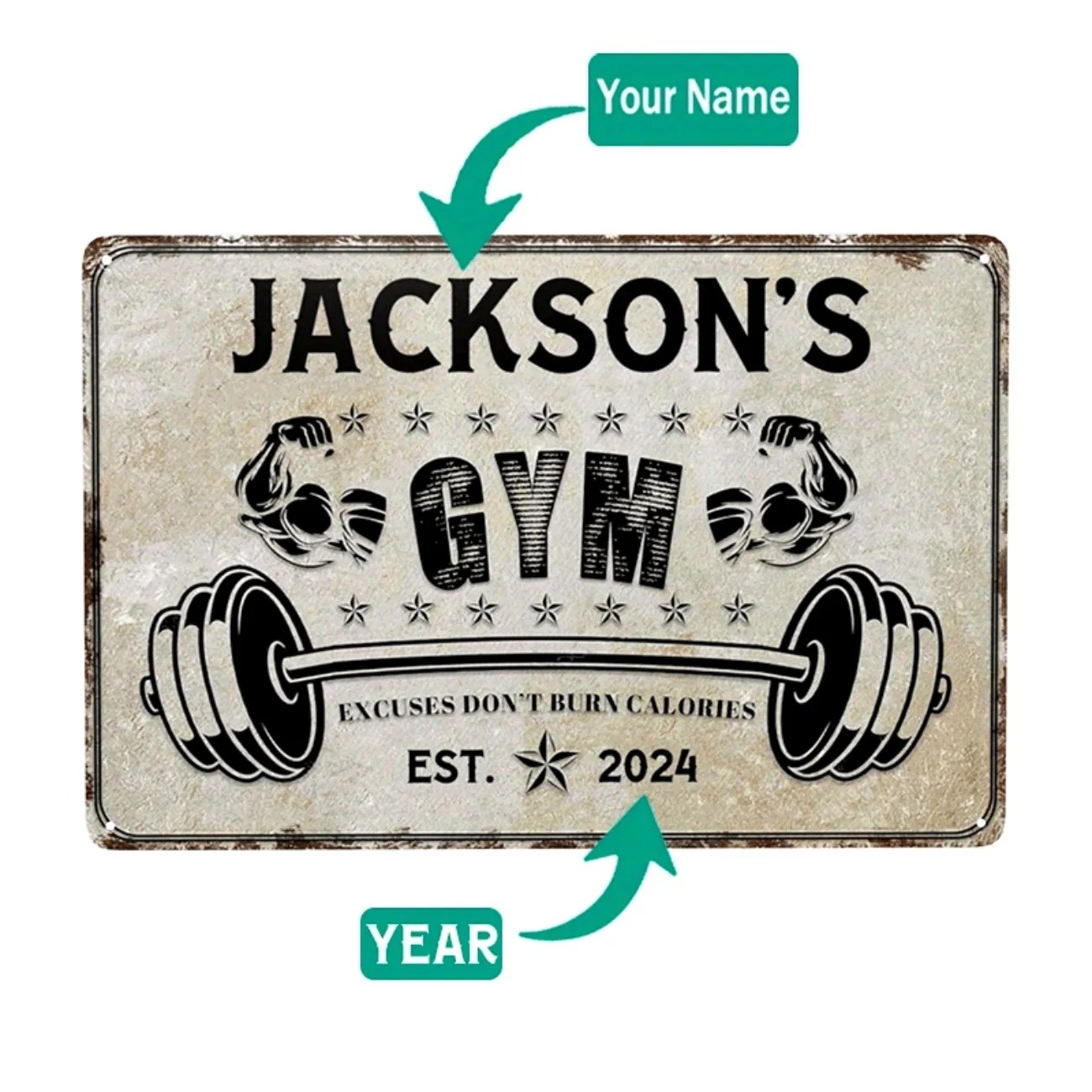 Home Gym Custom - Gym gepersonaliseerd metalen bord, op maat