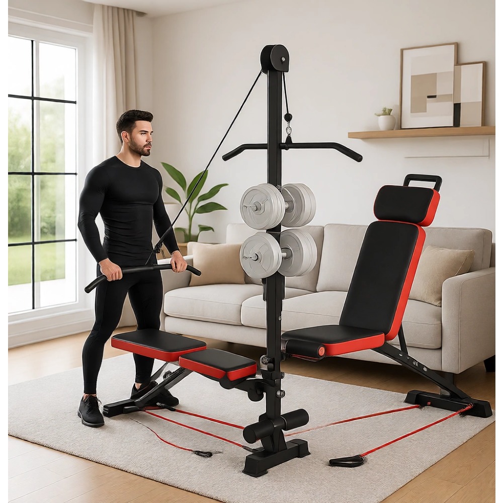 Home Gym Weights - Multifunctionele gewichtsbank met katrolsysteem en verstelbare