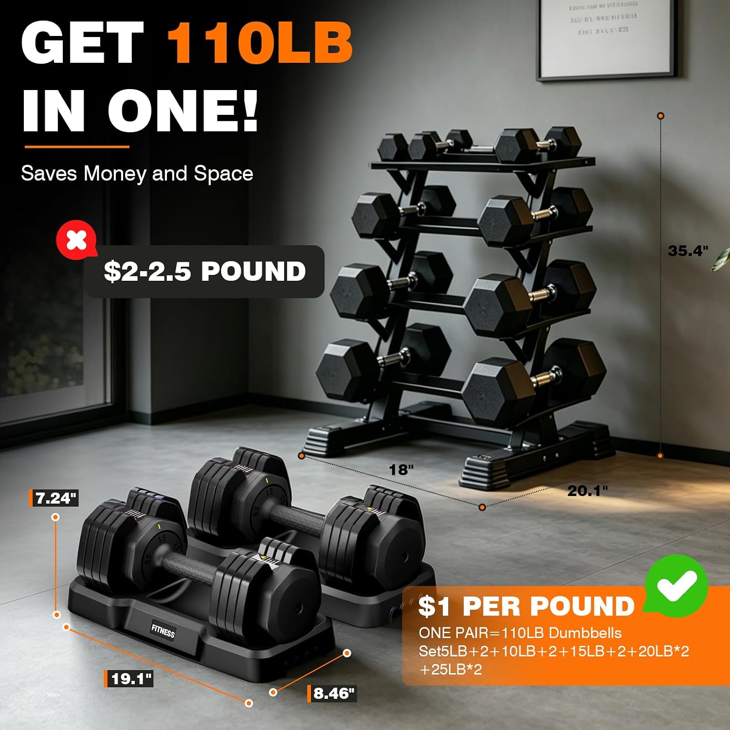 Verstelbare Dumbbell Set, 25/5 - Home Gym Custom recensie en prijs