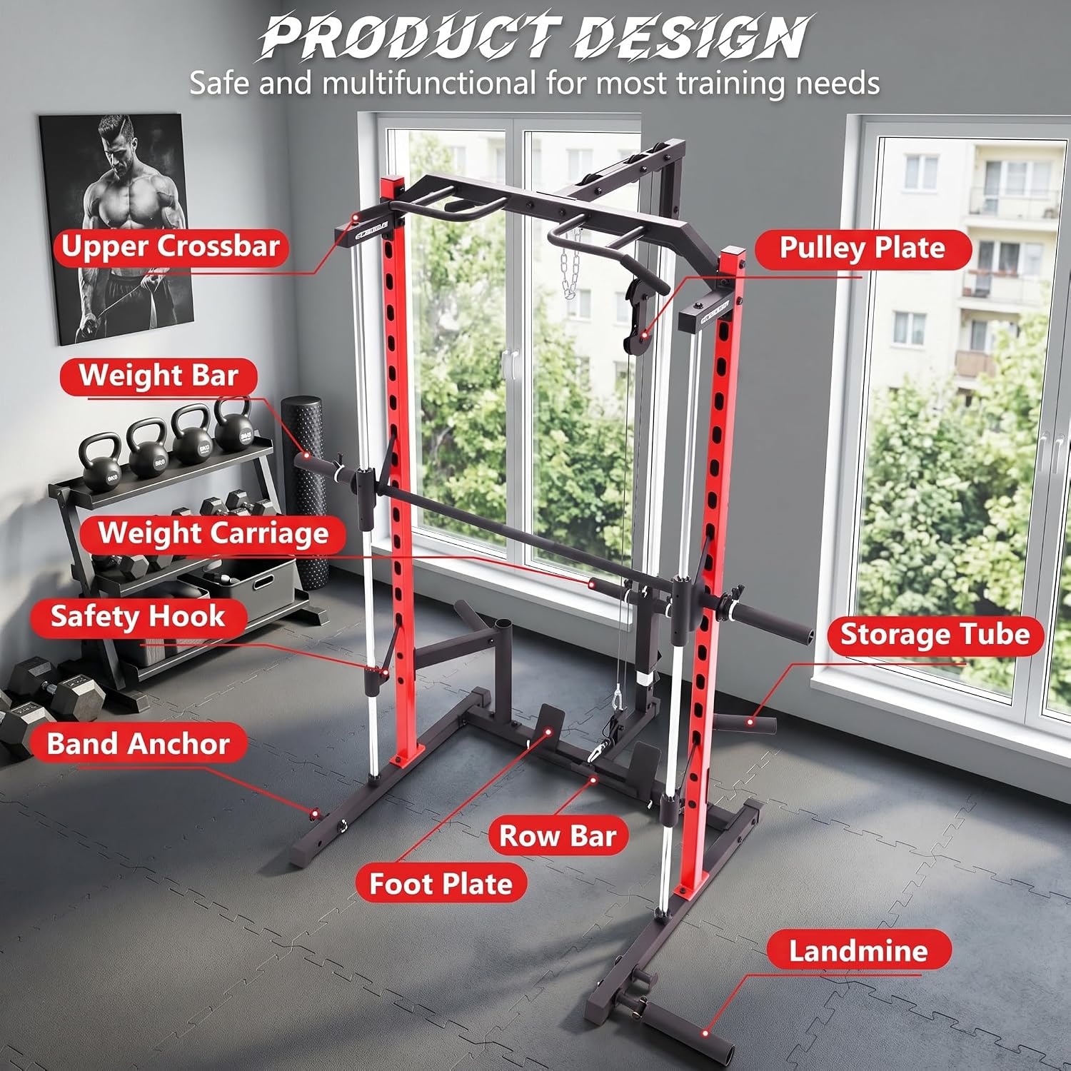 Alles-in-één Smith Machine Pow - Home Gym Lat Pulldown Machine recensie en prijs