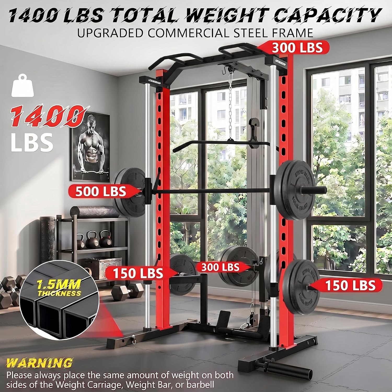 Alles-in-één Smith Machine Pow - Home Gym Lat Pulldown Machine recensie en prijs